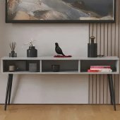 Тумба під телевізор Кентук Ferrum-decor 45x139x38 Чорний метал ДСП Бетон 16 мм (FRD-106727)