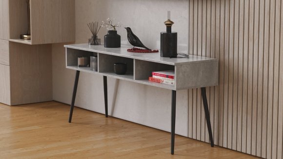 Тумба під телевізор Кентук Ferrum-decor 45x139x38 Чорний метал ДСП Бетон 16 мм (FRD-106727) Тумба під телевізор Кентук Ferrum-decor 45x139x38 Чорний метал ДСП Бетон 16 мм (FRD-106727)