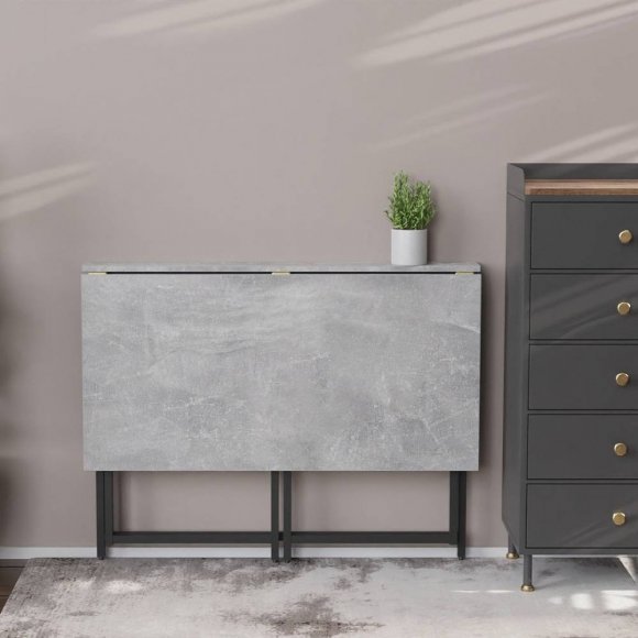 Стіл розкладний Моріс Ferrum-decor 750x1000x600 Чорний метал ДСП Бетон 16 мм (FRD-104675)