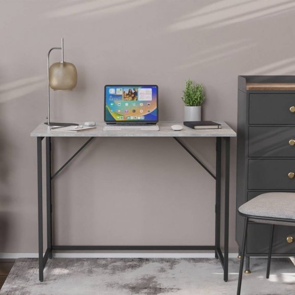 Стіл розкладний Моріс Ferrum-decor 750x1000x600 Чорний метал ДСП Бетон 16 мм (FRD-104675)