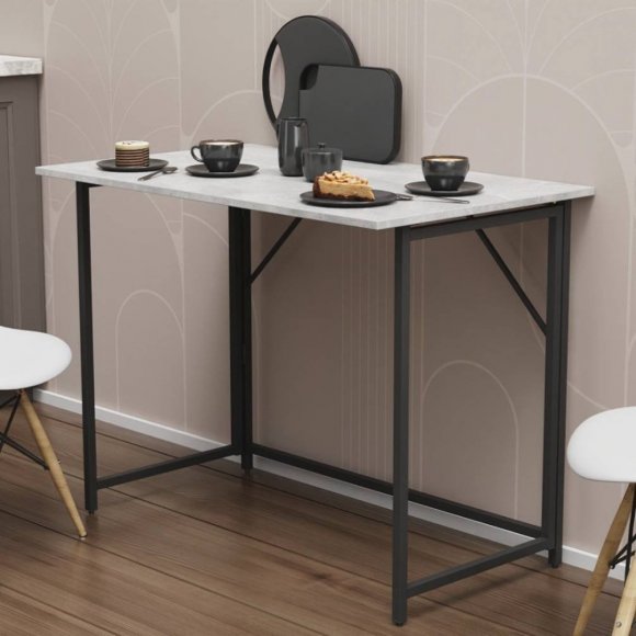 Стіл розкладний Моріс Ferrum-decor 750x1000x600 Чорний метал ДСП Бетон 16 мм (FRD-104675)