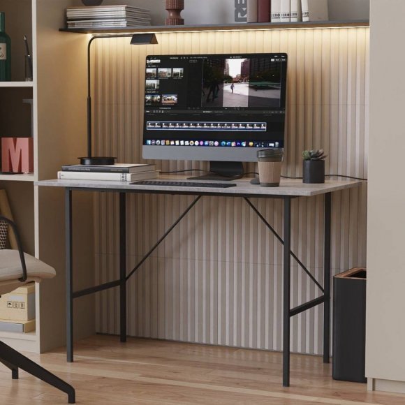 Стіл письмовий LINE Тайм Ferrum-decor 750x1200x500 Чорний метал ДСП Бетон 16 мм (FRD-104884) Стіл письмовий LINE Тайм Ferrum-decor 750x1200x500 Чорний метал ДСП Бетон 16 мм (FRD-104884)