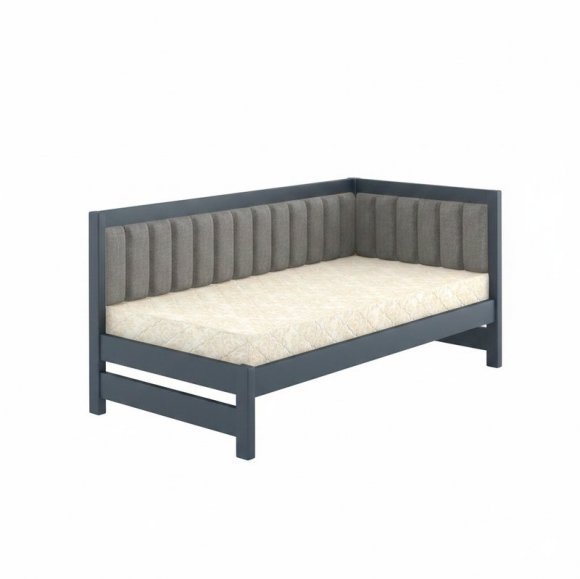 Односпальне дерев'яне ліжко Mebigrand Ліза М1 (права спинка) Сіро-синій (S7010R90B)/Аляска 93 (Сірий) 90x200 см MBG-25456 Односпальне дерев'яне ліжко Mebigrand Ліза М1 (права спинка) Сіро-синій (S7010R90B)/Аляска 93 (Сірий) 90x200 см MBG-25456