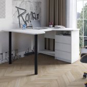 Геймерський комп'ютерний стіл LION Буст кутовий з шухлядами Бетон Style (LION-041450)