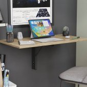 Обідній стіл-трансформер Ніка стіновий Ferrum-decor 420x900x500 Чорний метал ДСП Дуб Сонома 16 мм (FRD-105167)