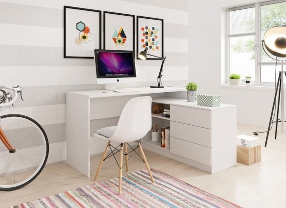 Стіл офісний письмовий Perfect Home Тео / Teo 3S/138 з 3 шухлядами Білий (PFH-091165)