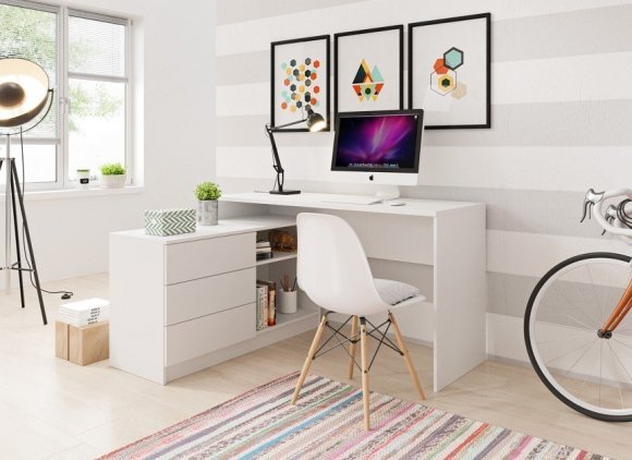 Стіл офісний письмовий Perfect Home Тео / Teo 3S/138 з 3 шухлядами Білий (PFH-091165)