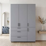 Шафа для одягу Doros Торн Сірий 3 ДСП/3Ш (штанга) 135х51.6х200 (DRS-012065) Шафа для одягу Doros Торн Сірий 3 ДСП/3Ш (штанга) 135х51.6х200 (DRS-012065)