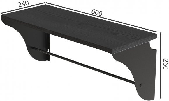 Настінна полиця Ferrum-decor Комфі 260x600x240 метал Чорний ДСП Сосна Кембра 16 мм (FRD-102739)